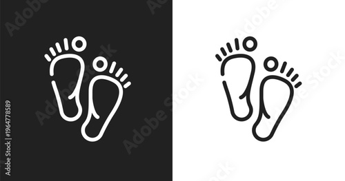 Barefoot icon. Linear black, white icon from sauna collection. Outline barefoot vector. Thin line symbol isolated on white and black background