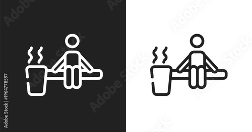 Sauna icon. Linear black, white icon from sauna collection. Outline sauna vector. Thin line symbol isolated on white and black background