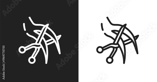 Haircut icon. Linear black, white icon from hairdressing and barber shop collection. Outline haircut vector. Thin line symbol isolated on white and black background