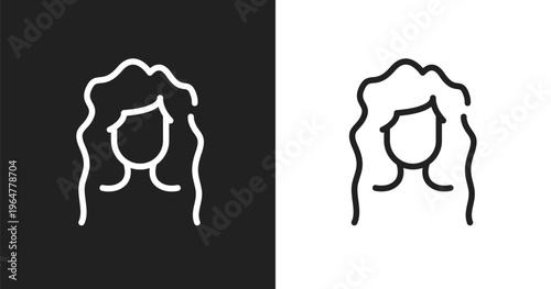 Wavy hair icon. Linear black, white icon from hairdressing and barber shop collection. Outline wavy hair vector. Thin line symbol isolated on white and black background