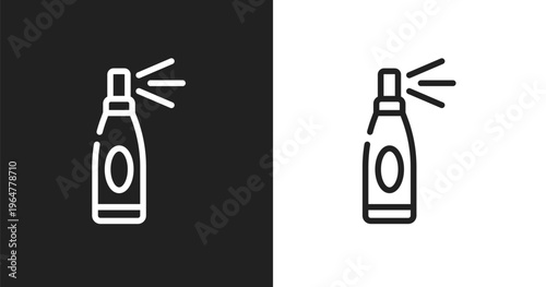 Hairspray icon. Linear black, white icon from hairdressing and barber shop collection. Outline hairspray vector. Thin line symbol isolated on white and black background