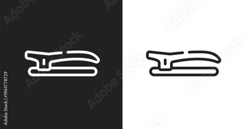Hair clip icon. Linear black, white icon from hairdressing and barber shop collection. Outline hair clip vector. Thin line symbol isolated on white and black background