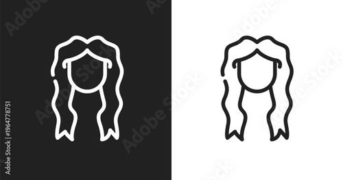 Long female hair tincture icon. Linear black, white icon from hair salon collection. Outline long female hair tincture icon vector. Thin line symbol for use on web and mobile apps, logo, print