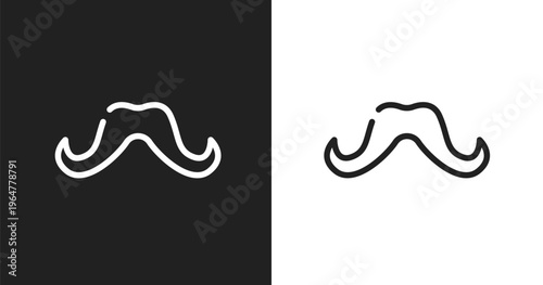 Mustache shape icon. Linear black, white icon from hair salon collection. Outline mustache shape vector. Thin line symbol isolated on white and black background
