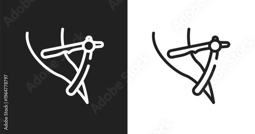 Razor to cut hairs icon. Linear black, white icon from hair salon collection. Outline razor to cut hairs vector. Thin line symbol isolated on white and black background