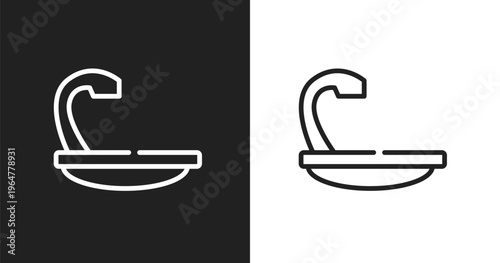 Hair wash sink icon. Linear black, white icon from hairdressing collection. Outline hair wash sink vector. Thin line symbol isolated on white and black background