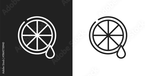 Lemon juice icon. Linear black, white icon from spa & wellness collection. Outline lemon juice vector. Thin line symbol isolated on white and black background