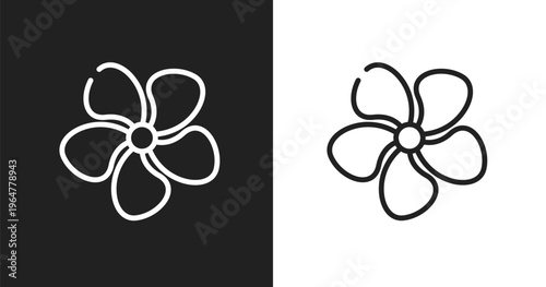 Jasmine icon. Linear black, white icon from spa & wellness collection. Outline jasmine vector. Thin line symbol isolated on white and black background