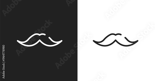Moustaches icon. Linear black, white icon from beauty collection. Outline moustaches vector. Thin line symbol isolated on white and black background