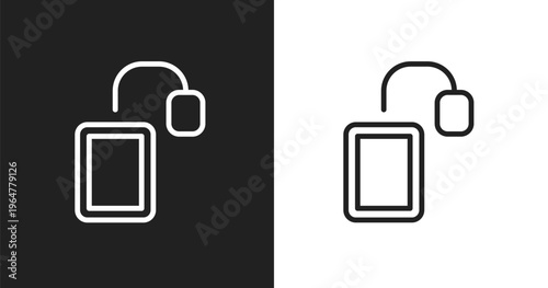 Tea bag icon. Linear black, white icon from wellness and spa collection. Outline tea bag vector. Thin line symbol isolated on white and black background