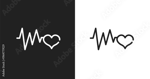 Cardiogram icon. Linear black, white icon from wellness and spa collection. Outline cardiogram vector. Thin line symbol isolated on white and black background