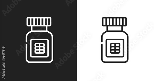 Proteins icon. Linear black, white icon from wellness and spa collection. Outline proteins vector. Thin line symbol isolated on white and black background