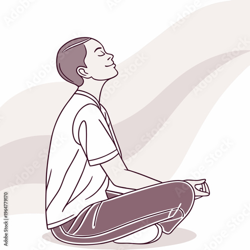 Woman sitting in lotus position with eyes closed in meditation yoga mindfulness