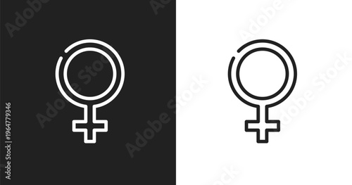 Femenine icon. Linear black, white icon from beauty collection. Outline femenine vector. Thin line symbol isolated on white and black background