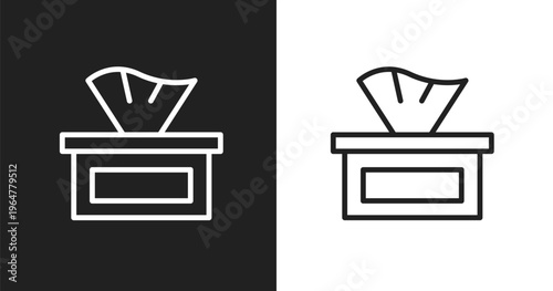 Tissues icon. Linear black, white icon from beauty collection. Outline tissues vector. Thin line symbol isolated on white and black background
