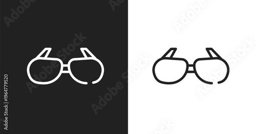 Sun glasses icon. Linear black, white icon from hipster collection. Outline sun glasses vector. Thin line symbol isolated on white and black background
