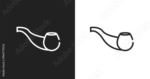 Smoking pipe icon. Linear black, white icon from hipster collection. Outline smoking pipe vector. Thin line symbol isolated on white and black background