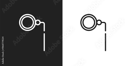 Monocle icon. Linear black, white icon from hipster collection. Outline monocle vector. Thin line symbol isolated on white and black background