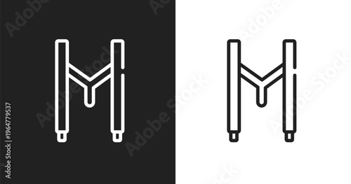 Suspenders icon. Linear black, white icon from hipster collection. Outline suspenders vector. Thin line symbol isolated on white and black background