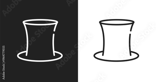 Tall hat icon. Linear black, white icon from hipster collection. Outline tall hat vector. Thin line symbol isolated on white and black background