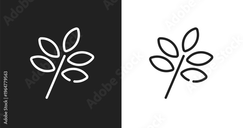 Herbs icon. Linear black, white icon from spa elements collection. Outline herbs vector. Thin line symbol isolated on white and black background