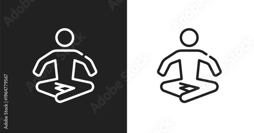 Relaxation icon. Linear black, white icon from spa elements collection. Outline relaxation vector. Thin line symbol isolated on white and black background