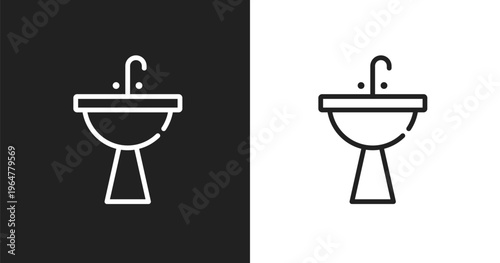 Washbowl icon. Linear black, white icon from spa elements collection. Outline washbowl vector. Thin line symbol isolated on white and black background