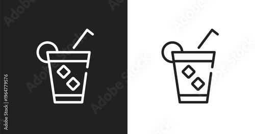 Ice tea icon. Linear black, white icon from spa icons collection. Outline ice tea vector. Thin line symbol isolated on white and black background