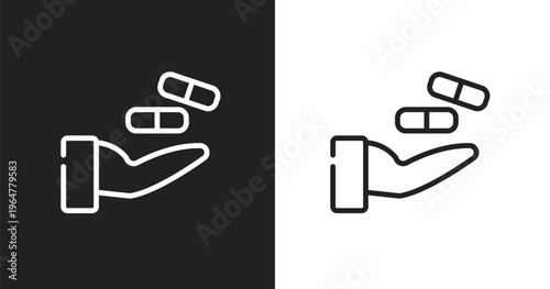 Treatment icon. Linear black, white icon from spa icons collection. Outline treatment vector. Thin line symbol isolated on white and black background