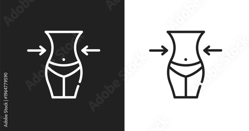 Waist icon. Linear black, white icon from beauty collection. Outline waist vector. Thin line symbol isolated on white and black background