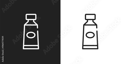 Toothpaste icon. Linear black, white icon from grooming collection. Outline toothpaste vector. Thin line symbol isolated on white and black background