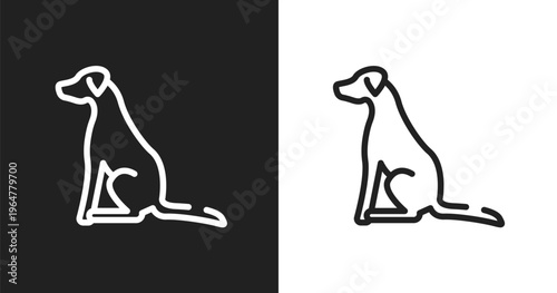 Pointer dog icon. Linear black, white icon from dog breeds heads collection. Outline pointer dog vector. Thin line symbol isolated on white and black background