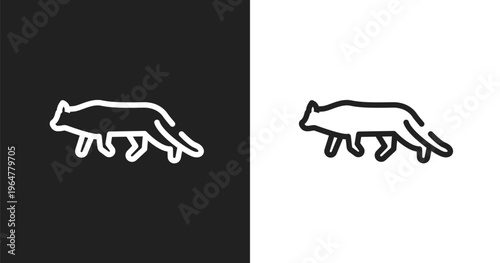 Snowshoe cat icon. Linear black, white icon from cat breed bodies collection. Outline snowshoe cat vector. Thin line symbol isolated on white and black background