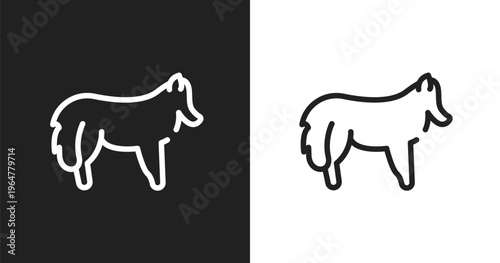 Shetland sheepdog icon. Linear black, white icon from dog breeds heads collection. Outline shetland sheepdog vector. Thin line symbol isolated on white and black background
