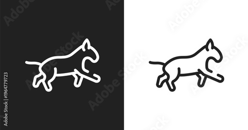 Bulterrier icon. Linear black, white icon from dog breeds heads collection. Outline bulterrier vector. Thin line symbol isolated on white and black background
