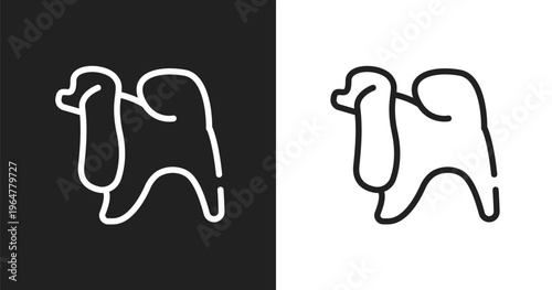 Japanese chin icon. Linear black, white icon from dog breeds fullbody collection. Outline japanese chin vector. Thin line symbol isolated on white and black background