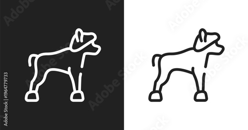 Chinese crested icon. Linear black, white icon from dog breeds fullbody collection. Outline chinese crested vector. Thin line symbol isolated on white and black background