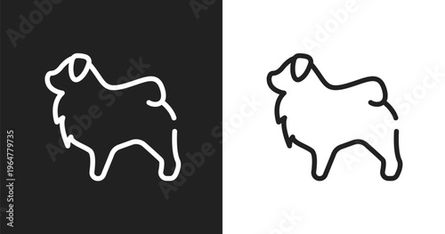Tibetan mastiff icon. Linear black, white icon from dog breeds fullbody collection. Outline tibetan mastiff vector. Thin line symbol isolated on white and black background