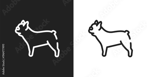 French bulldog icon. Linear black, white icon from dog breeds fullbody collection. Outline french bulldog vector. Thin line symbol isolated on white and black background
