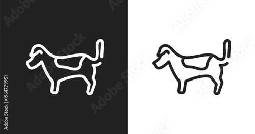 Jack russell terrier icon. Linear black, white icon from dog breeds fullbody collection. Outline jack russell terrier vector. Thin line symbol isolated on white and black background