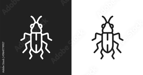 Red soldier beetle icon. Linear black, white icon from insects collection. Outline red soldier beetle vector. Thin line symbol isolated on white and black background