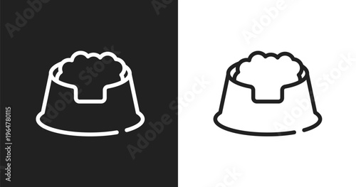 Pet dish icon. Linear black, white icon from pet lovers collection. Outline pet dish vector. Thin line symbol isolated on white and black background