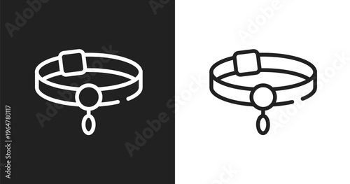 Pet collar icon. Linear black, white icon from pet lovers collection. Outline pet collar vector. Thin line symbol isolated on white and black background