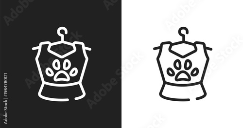 Pet clothing icon. Linear black, white icon from pet lovers collection. Outline pet clothing vector. Thin line symbol isolated on white and black background