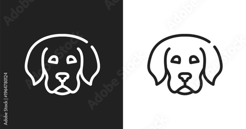 Dog puppy icon. Linear black, white icon from pet lovers collection. Outline dog puppy vector. Thin line symbol isolated on white and black background
