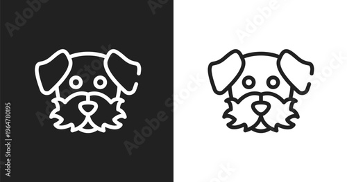 Dog moustache icon. Linear black, white icon from dog and training collection. Outline dog moustache vector. Thin line symbol isolated on white and black background