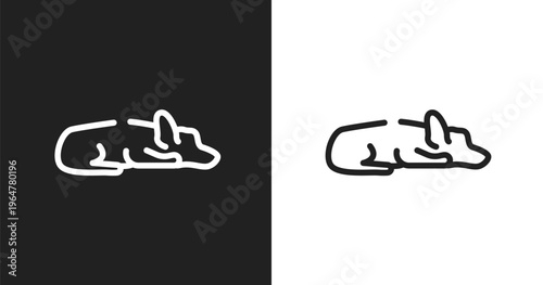 Sad dog icon. Linear black, white icon from dog and training collection. Outline sad dog vector. Thin line symbol isolated on white and black background
