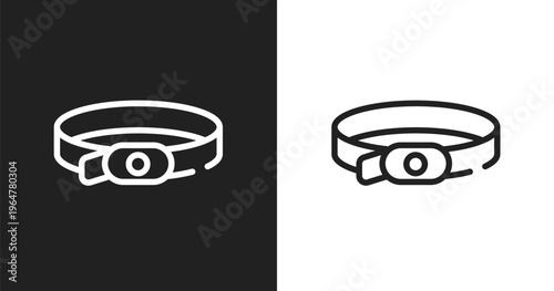 Dog collar icon. Linear black, white icon from dog and training collection. Outline dog collar vector. Thin line symbol isolated on white and black background