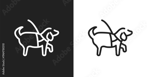 Guide dog icon. Linear black, white icon from dog and training collection. Outline guide dog vector. Thin line symbol isolated on white and black background