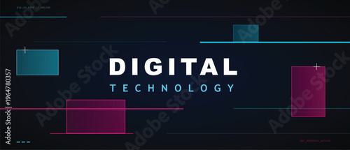 Digital technology concept with modern design against the dark background. The image has a high-tech feel with modern design. 